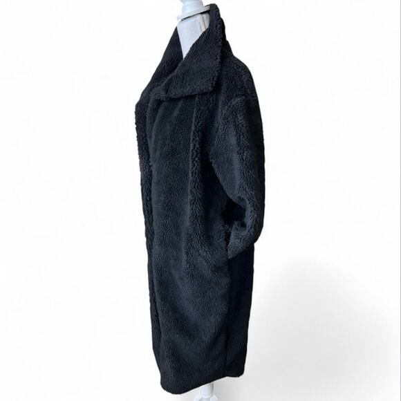 Lanshifei black teddy bear trench coat oversized winter chic minimalist cozy - Picture 6 of 10